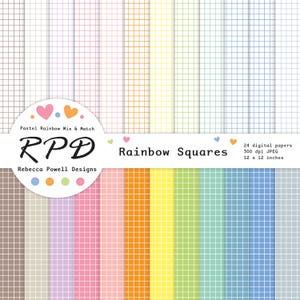 Naadloze digitale papierverpakking met rasterpatroon, pastel regenboogkleuren en wit, achtergronden, plakboekpagina's, commercieel gebruik