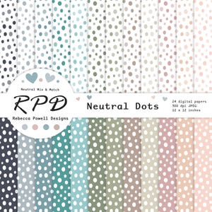 Dots Seamless Pattern Digital Paper, Neutral Colours, White Backgrounds, Scrapbooking & Crafts