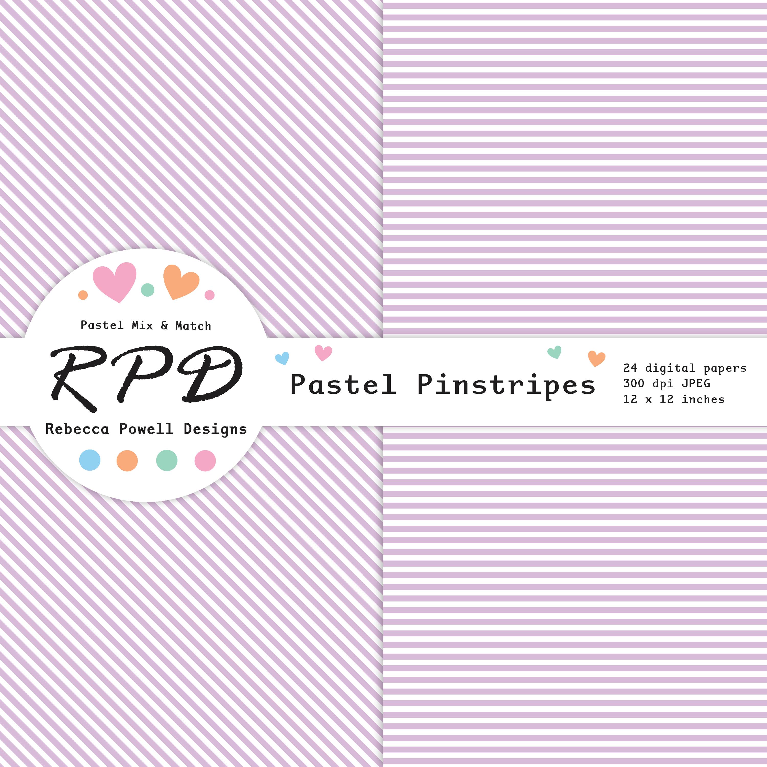 Pastel Stripes Digital Paper Pack: Seamless Scrapbook Backgrounds ...