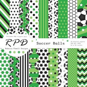Groen voetbal digitaal papierpakket, voetbalsport afdrukbare naadloze patronen voor scrapbooking en achtergronden, voetbalsporten, png-bestand png