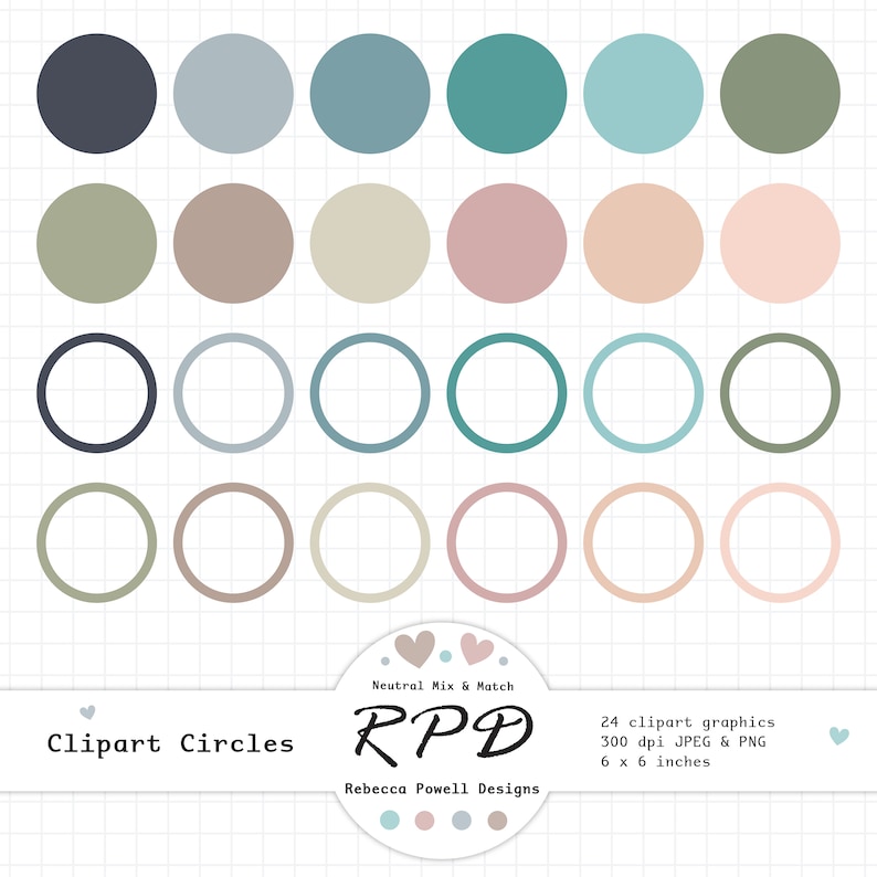 Neutral Circles Clipart Set: Geometric Graphics (PNG, JPEG) - Etsy