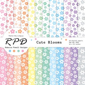 Floral Konfetti Digital Paper Pack, nahtlose Muster, Pastellfarben & Weiß, Scrapbook Seiten, Hintergründe, kommerzielle Nutzung