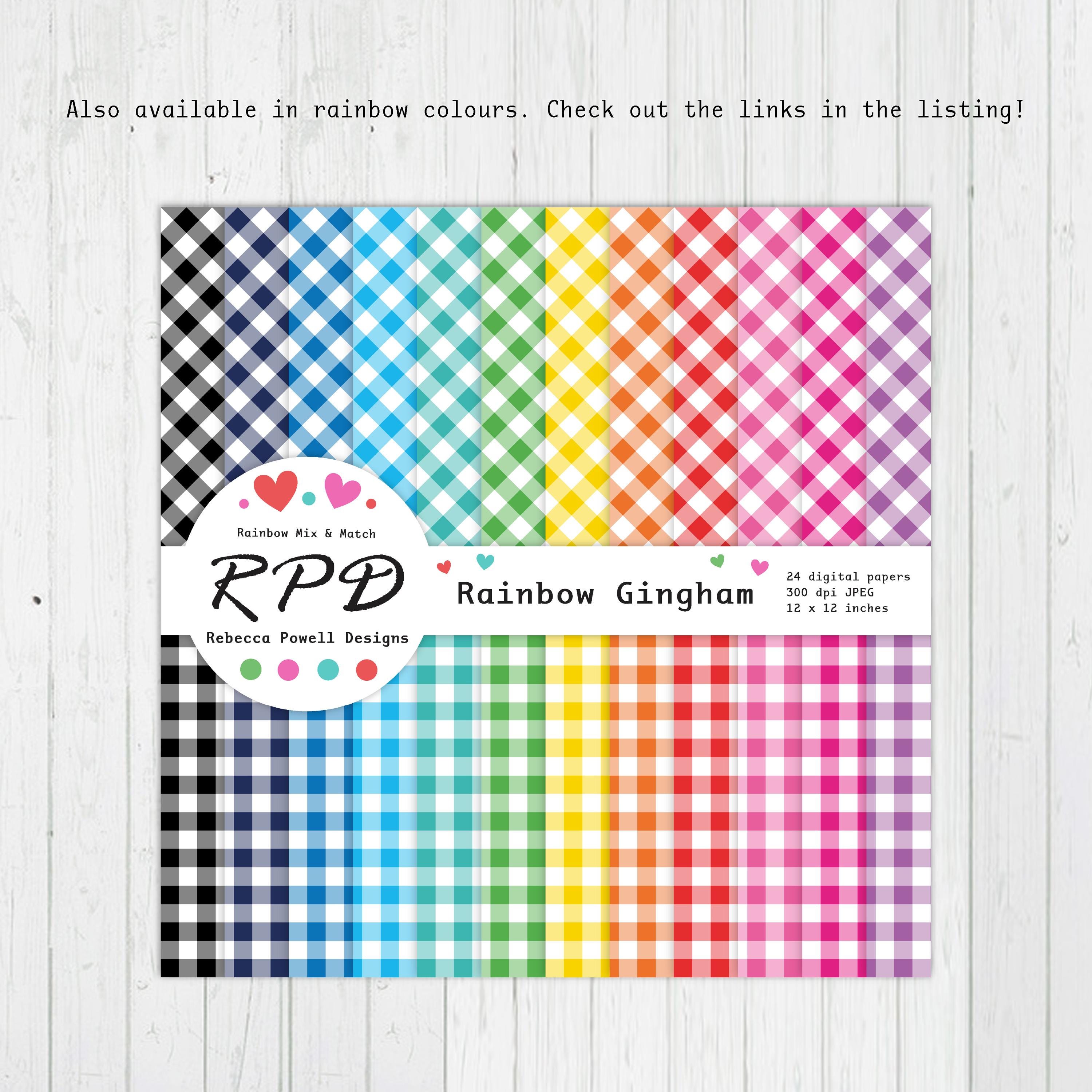 Pastel Rainbow Gingham Digital Paper: Seamless Scrapbook Backgrounds ...
