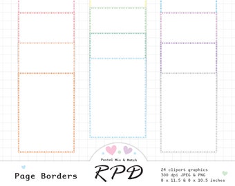 Polka Dot Page Borders Digital Clip Art Set, Pastel Colours, Letter Size, A4, Png, Jpeg, Scrapbooking, Invitations, Commercial Use