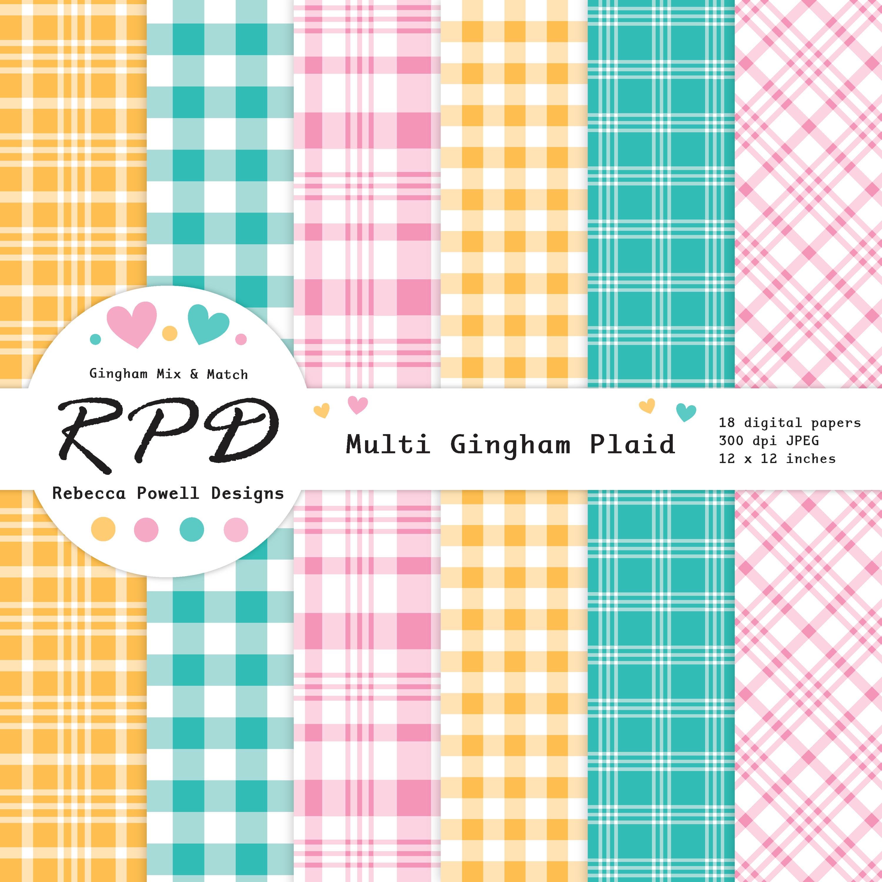 Rainbow Colours & White Plaid Checks Digital Paper Pack, Seamless ...