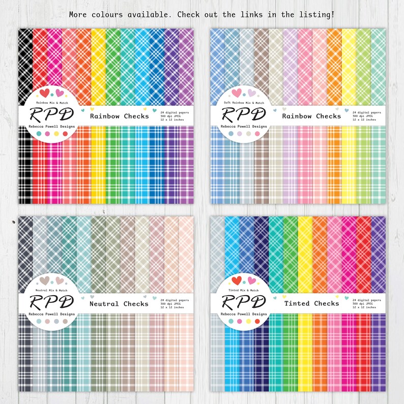 Plaid Tartan Check Seamless Digital Paper, Pastel Colours & White ...