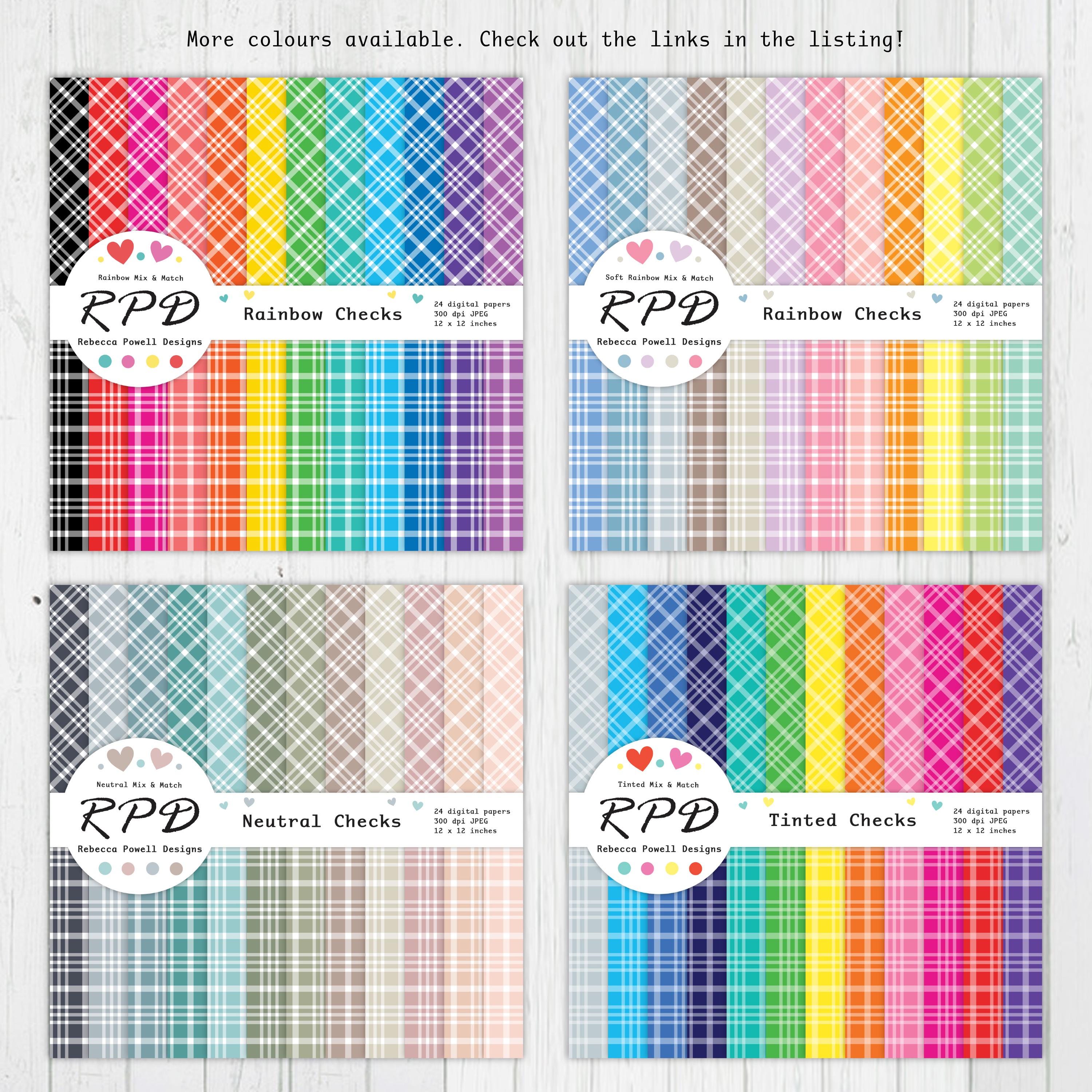 Plaid Tartan Check Seamless Digital Paper, Pastel Colours & White ...