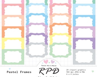Vintage Pastel Frames Clip Art: Rectangle Text Box Graphics (Digital Download)