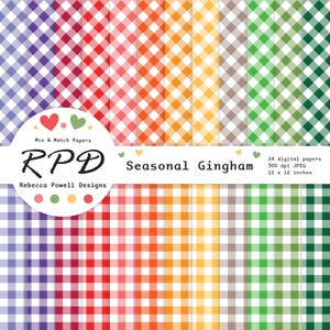 Naadloos digitaal papier met gingangpatroon, seizoensgebonden regenboogkleuren en wit, plakboekpagina's, achtergronden