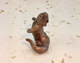 Scultura di lontra in bronzo Figurina di lontra Statua di lontra in miniatura Bronzi animali Fauna selvatica Collezione di lontra Regali Lontra Decor Home Decor Lontre