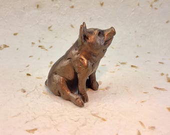 Sculpture de cochon en bronze Statue de cochon Figurine de cochon cochon miniature Bronzes d'animaux Cadeaux pour amoureux des animaux de compagnie Animaux de la ferme Animaux de collection Porcs Décoration d'intérieur