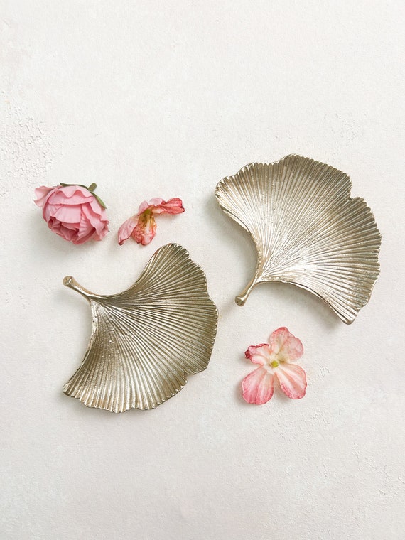 Vintage Gold Ring Dish | Ginkgo Leaf Styling Tray