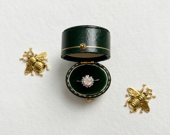 Vintage European Micro Ring Box Dark Green | Flat Lay Kit, Wedding Photography Props