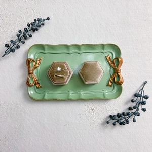 Vintage green and gold Ring Dish | Styling Tray, Ring Dish, Flat Lay Kit, Wedding Photography Props