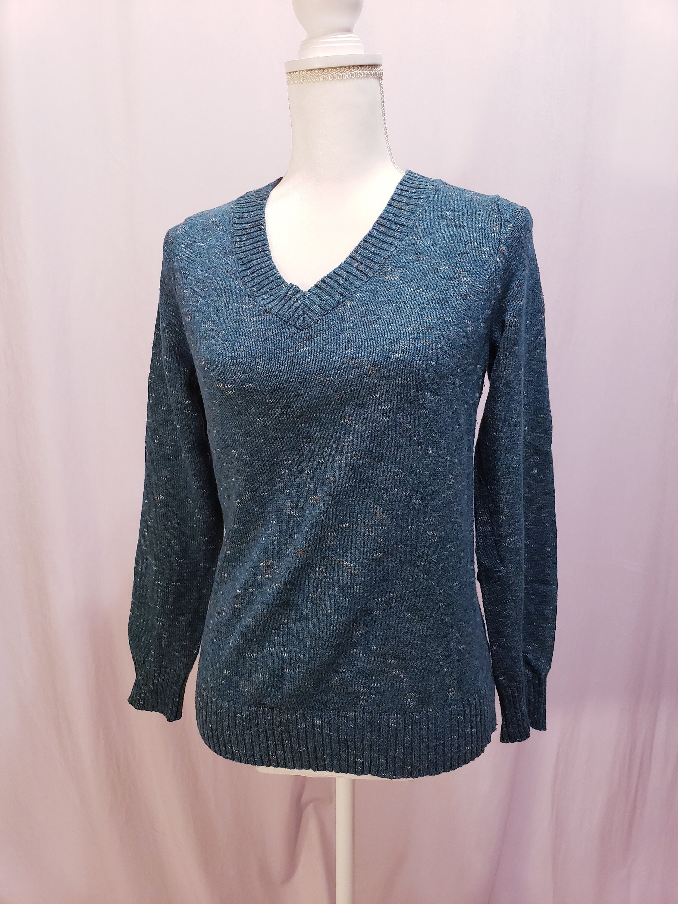 Green Teal Speckled Sweater/rainbow 