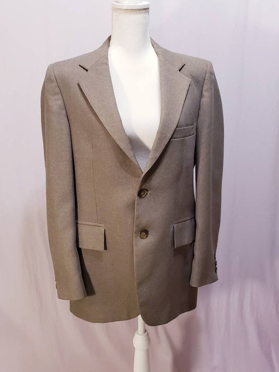 Beige Brown Pinstripe Mens Vintage Suit Jacket/Groom … Gem