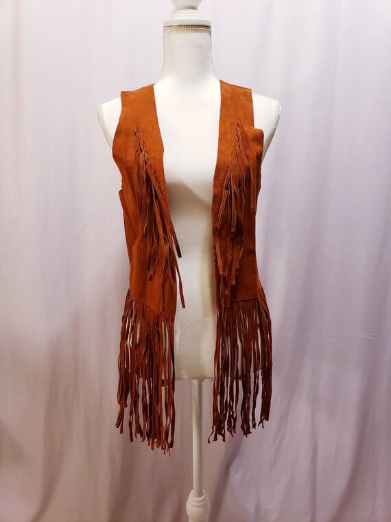 Brown Suede 60s Hippie Fringe Tunic Vest