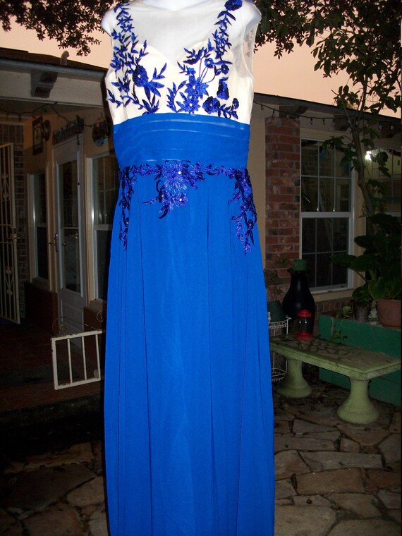 Ivory and Blue Evening/Wedding Gown