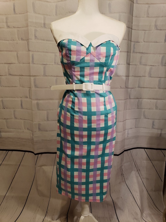 Pastel Plaid/Gingham pencil dress