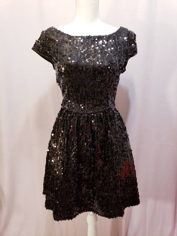 Black Sequin Backless Prom Dress