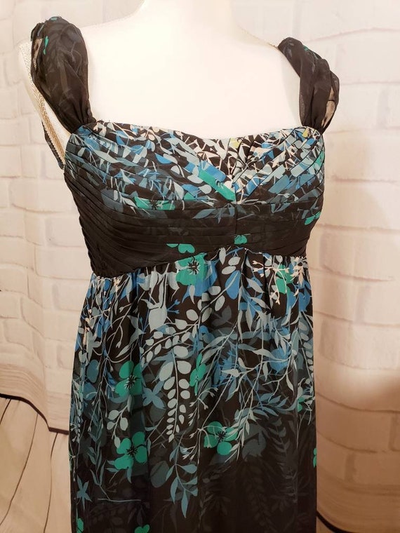 Black Floral Chiffon Maxi Dress