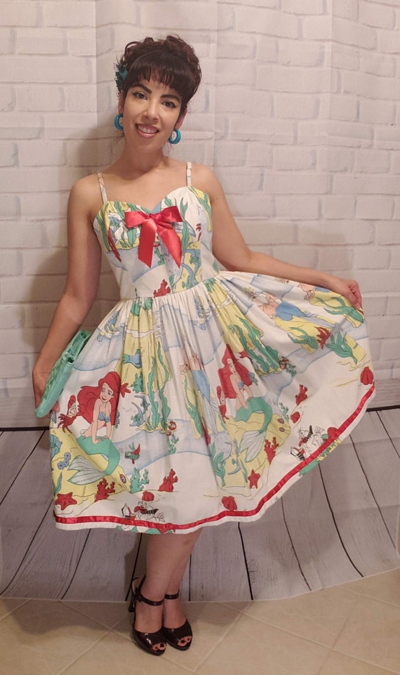 Vintage Little Mermaid Disney 1950s swing dress