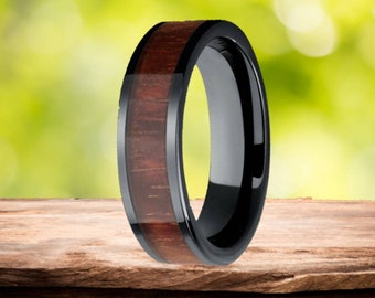 Jameson Herren oder Damen Whisky Fass Hartmetall 6mm Ring - Hergestellt aus einem Eichen Jameson Whisky Fass und massivem schwarzem Wolfram.