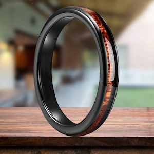 Jameson Whiskey Barrel Women&#39;s Tungsten Carbide  4mm Ring - Crafted from an oak Jameson Whiskey Barrel and Solid Black Tungsten.