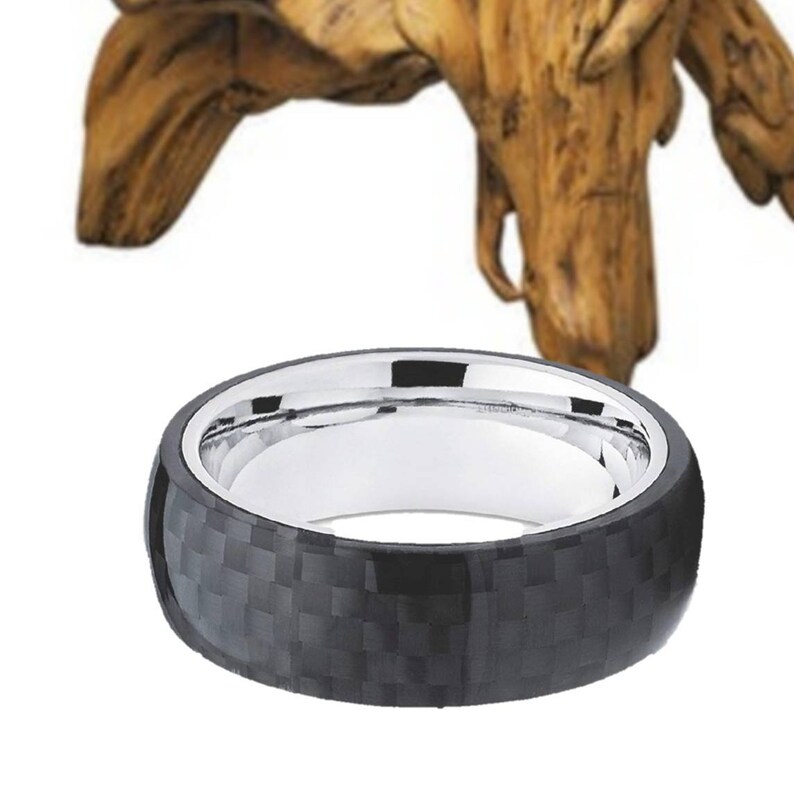Carbon Fiber Titanium Ring 8mm Domed Carbon Fiber Outer w/ Etsy