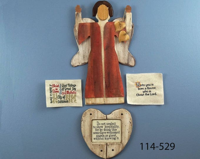 Country Wooden Angel Messenger, Rustic Angel, Christmas Angel, Folk Angel, Vintage Angel