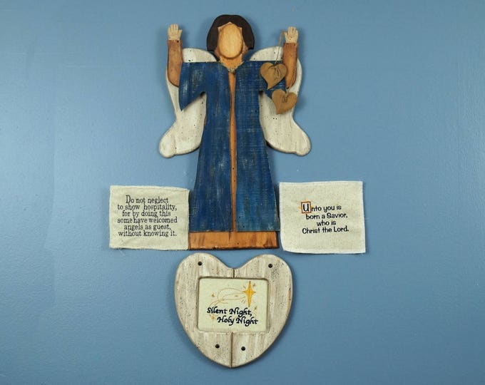 Country Wooden Angel Messenger, Rustic Angel, Christmas Angel, Folk Angel, Vintage Angel