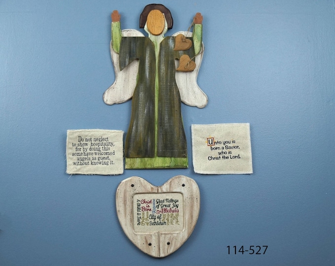 Country Wooden Angel Messenger, Rustic Angel, Christmas Angel, Folk Angel, Vintage Angel