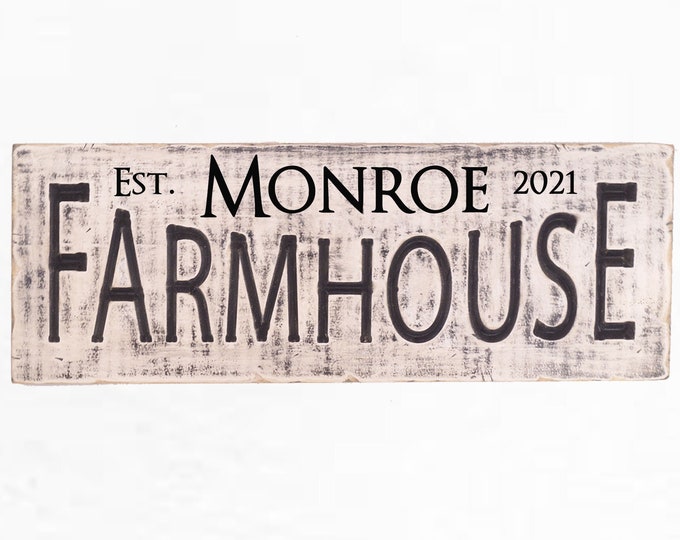 Personalized Farmhouse decor,  Rustic White Wall Hanging, Reclaimed Wood Wall Hanging, Home Decor, Engraved Gift,  Carved Wood Sign