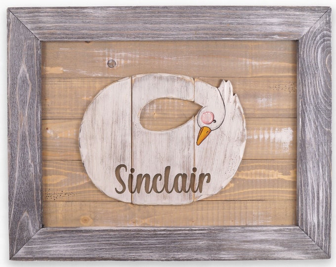 Engraved Rustic Personalized Goose Sign, Reclaimed Wood Wall Hanging, Farmhouse decor,  Cabin Sign,  Welcome Sign, Wedding Gift, Family Name