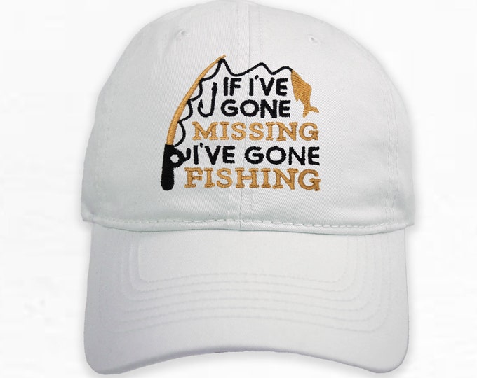 Gone Fishing Hat, Personalized Hat Fishing design,  Soft Structure Hat, Personalized Cap, Dad Hat, Father's day gift, Gift for Dad