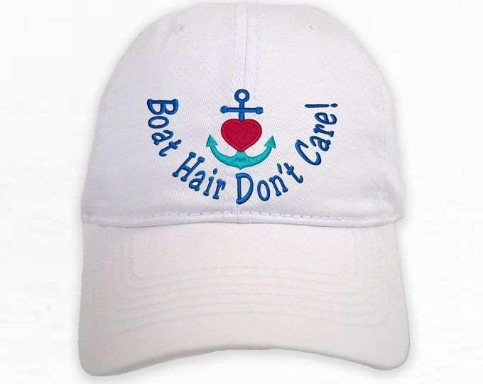 Boat Hair Don't Care Hat, Personalized Boat hat, Anchor Design Hat, Nautical Hat, Dad Hat, Gift for Her