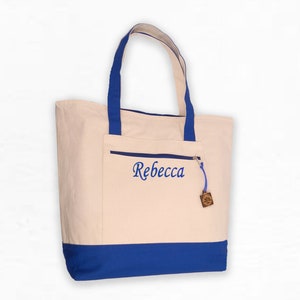 Bolsa de mano personalizada con cierre superior y bolsillo con cierre, bolsa de lona con tu nombre, bolso de mano, bolso de hombro, monedero, bolso grande, bolso de playa, bolso para barco