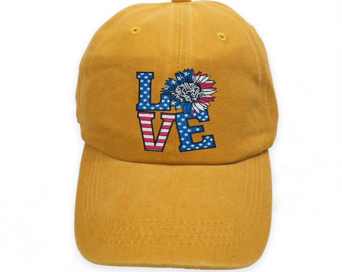 LOVE American Flag Hat, Personalized Flag hat, American Flag Design Hat, Hat, Dad Hat, America