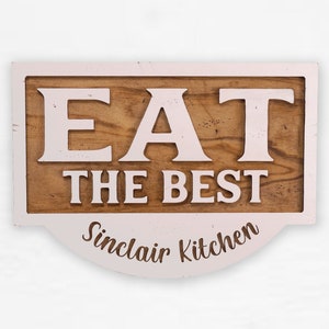 &quot;Personalisiertes &quot;&quot;Eat&quot;&quot; Schild, Holzschild, geschnitztes Vintage Dekor für die Küche.&quot;