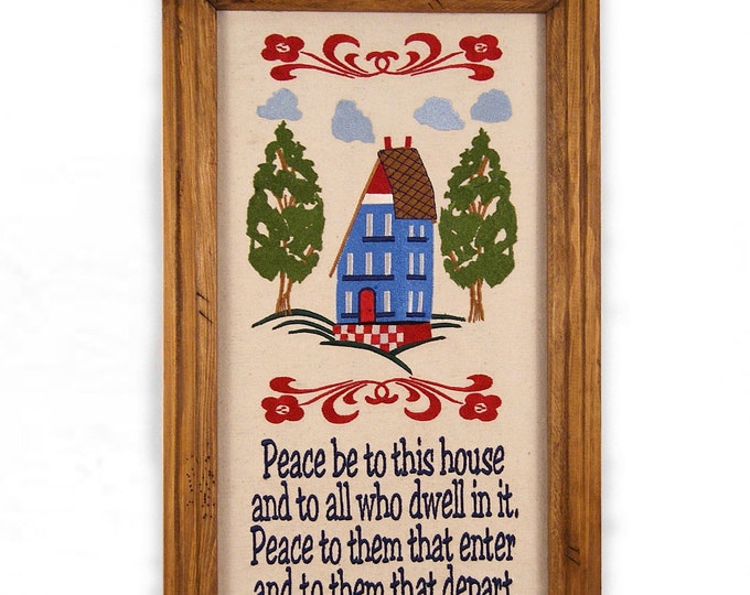 House Blessing,Large Framed Embroidered Art, Farmhouse Decor, Rustic Decor, Wedding Gift, Housewarming Gift