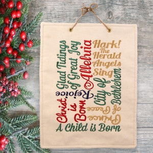Embroidered Christmas Banner: Scripture Wall Hanging, Handmade Decor