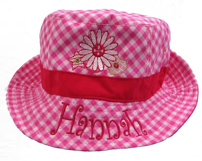 Baby Bucket Hat, Gingham Beach Bucket Hat, Toddler Bucket Hat, Kids Bucket Hat, Pink Baby Hat, , Baby Clothing, Baby Shower Gift,