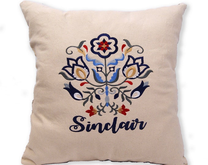 Personalized Throw Pillow, Custom Embroidered Pillow, Folk Art Embroidery Pillow, Cushions, Gift for Her, Housewarming Gift, Wedding Gift,