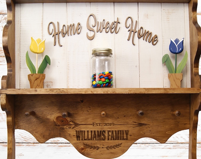 Personalized Home Sweet Home Shaker Shelf, Rustic Reclaimed Wood