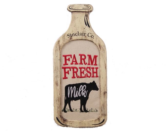 Milk Bottle Frame, Farmhouse Decor, Farm Fresh Milk, Personalized Decor, Custom Country Decor, Rustic Art, Housewarming Gift, Gift for Her,
