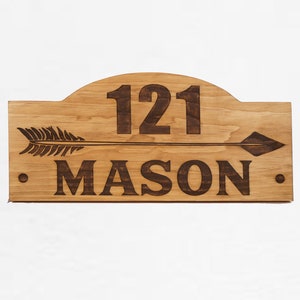 Personalized House Number Sign,  Arrow House Number Sign,  Exterior or Interior Wood Wall Hanging, Wall Art,  Family Name, Rustic Art