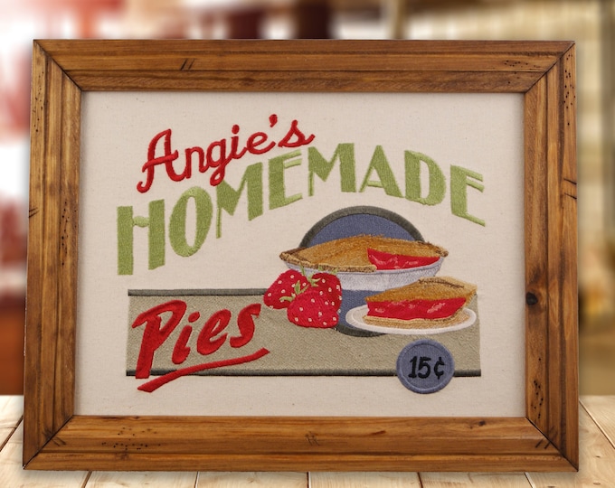 Homemade Pies! Personalized Decor, Embroidered Art Framed, Kitchen Decor, Customized Gift, Wedding Gift, Housewarming Gift, Farmhouse Decor