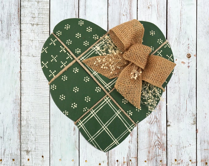 Country Heart, Heart Wall Hanging, Forest Green Heart, Dark Green Heart Wall Hanging