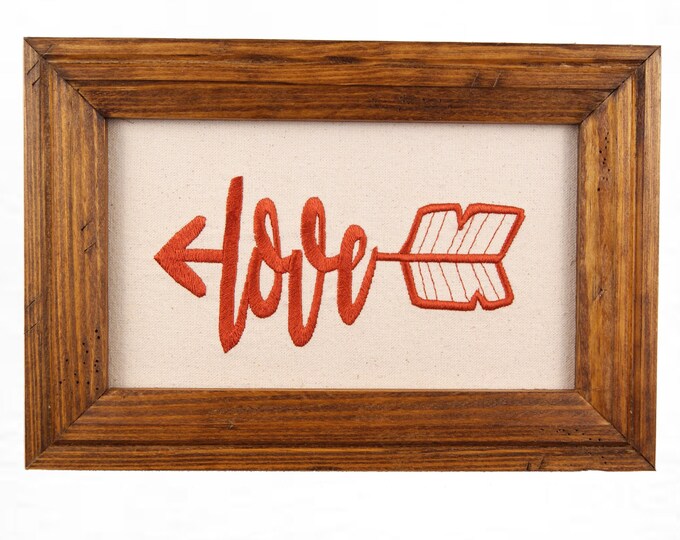 Love Decor, Fall Decor, Arrow Art, Scripture Decor, Framed Embroidered Art, Rustic Decor, Wedding Gift, Housewarming Gift, Gift under 20