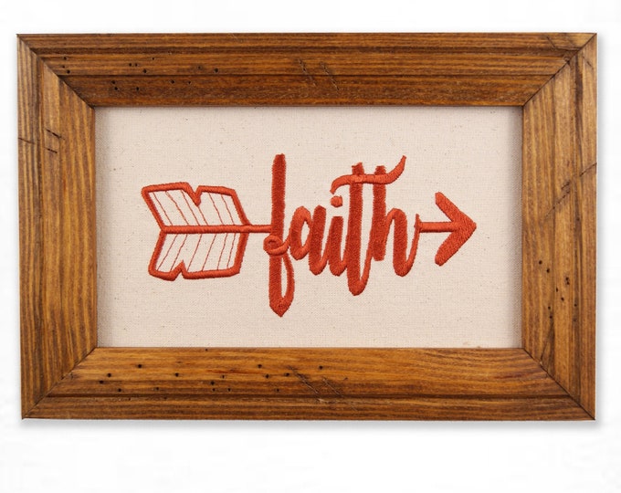 Faith Decor, Fall Decor, Arrow Art, Scripture Decor, Framied Embroidered Art, Rustic Decor, Wedding Gift, Housewarming Gift, Gift under 30